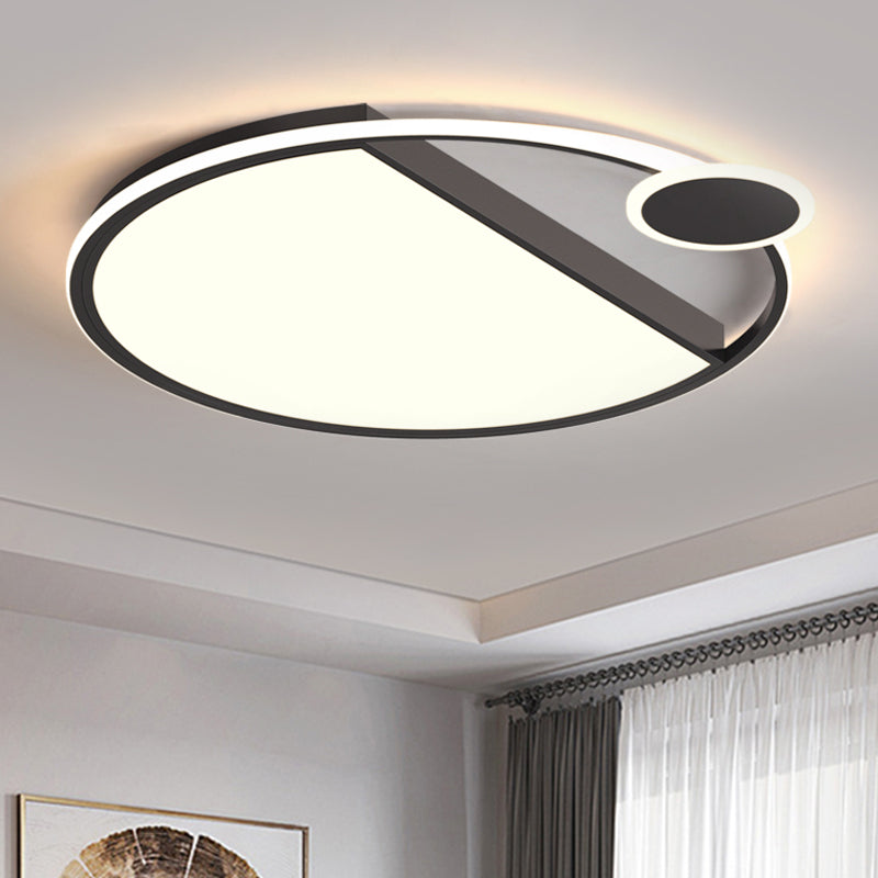 Simplicity LED Flushmount Lighting Black/Gold Rounded Thin Flush Mount Ceiling Light with Acrylic Shade for Bedroom Black Clearhalo 'Ceiling Lights' 'Close To Ceiling Lights' 'Close to ceiling' 'Flush mount' Lighting' 1456962