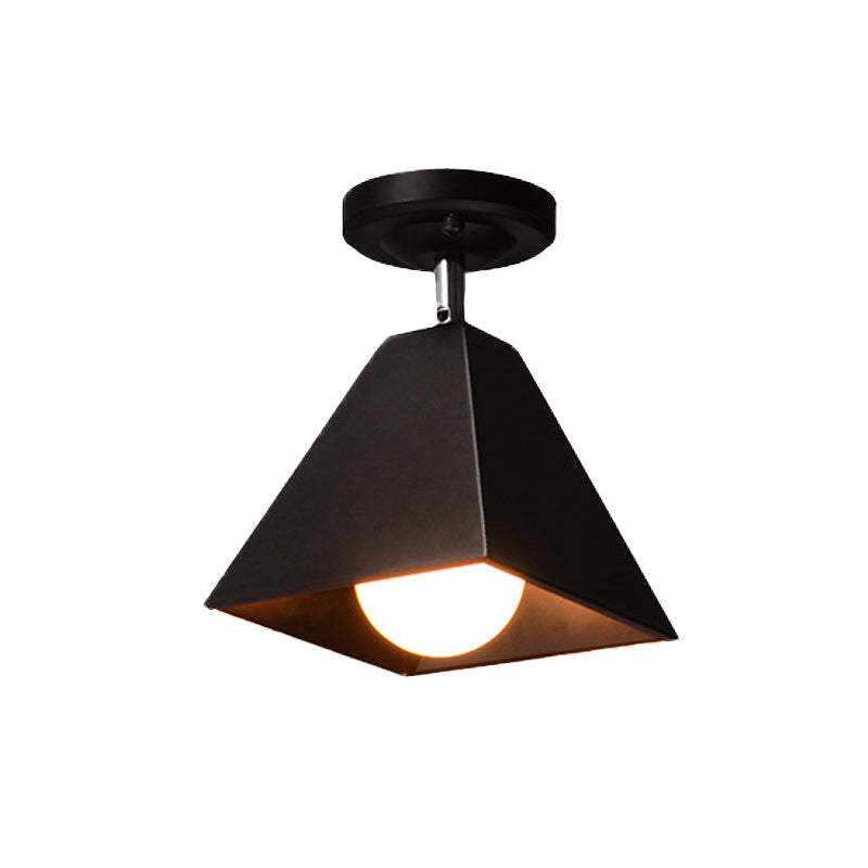 Iron Swivel Shade Pyramidal Ceiling Lamp Industrial 1/2/3-Head Lounge Semi Flush Mount Fixture in Black/White Clearhalo 'Ceiling Lights' 'Close To Ceiling Lights' 'Close to ceiling' 'Semi-flushmount' Lighting' 1457072