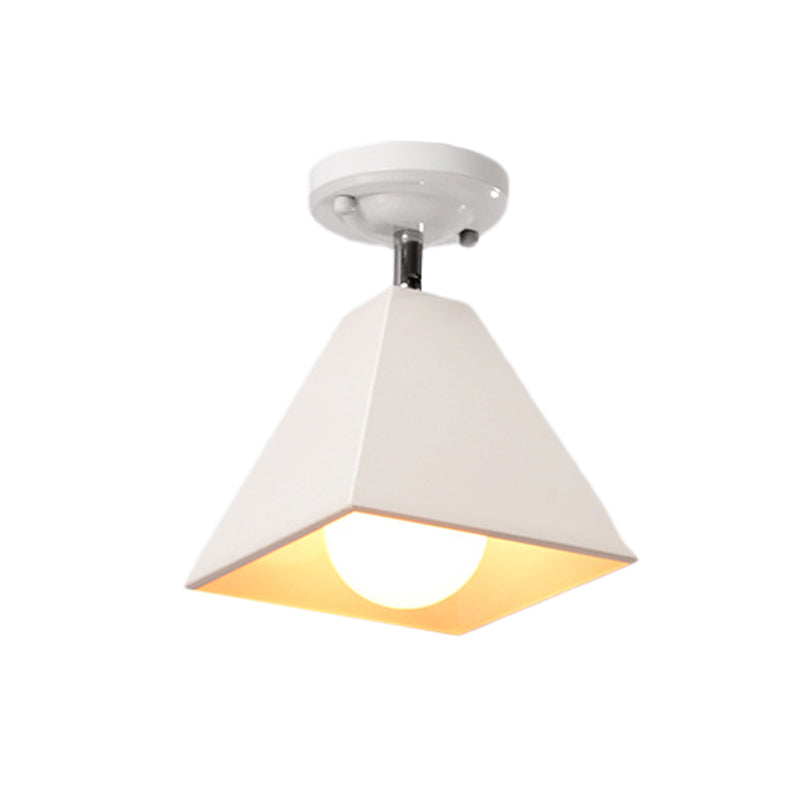 Iron Swivel Shade Pyramidal Ceiling Lamp Industrial 1/2/3-Head Lounge Semi Flush Mount Fixture in Black/White Clearhalo 'Ceiling Lights' 'Close To Ceiling Lights' 'Close to ceiling' 'Semi-flushmount' Lighting' 1457087