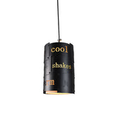 Mini Spliced Column Beer Bar Hanging Lamp Artistry Metallic Single Black Ceiling Pendant with Script Clearhalo 'Ceiling Lights' 'Pendant Lights' 'Pendants' Lighting' 1457099