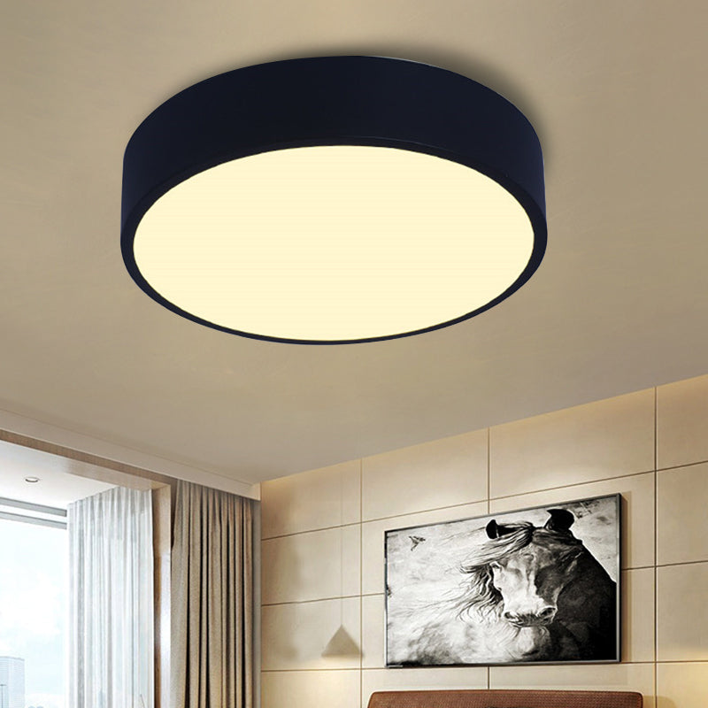 Bedroom LED Flush Mounted Lamp Simple Pink/Black/White Ceiling Light with Round Acrylic Shade, 12"/16" Dia Clearhalo 'Ceiling Lights' 'Close To Ceiling Lights' 'Close to ceiling' 'Flush mount' Lighting' 1457227