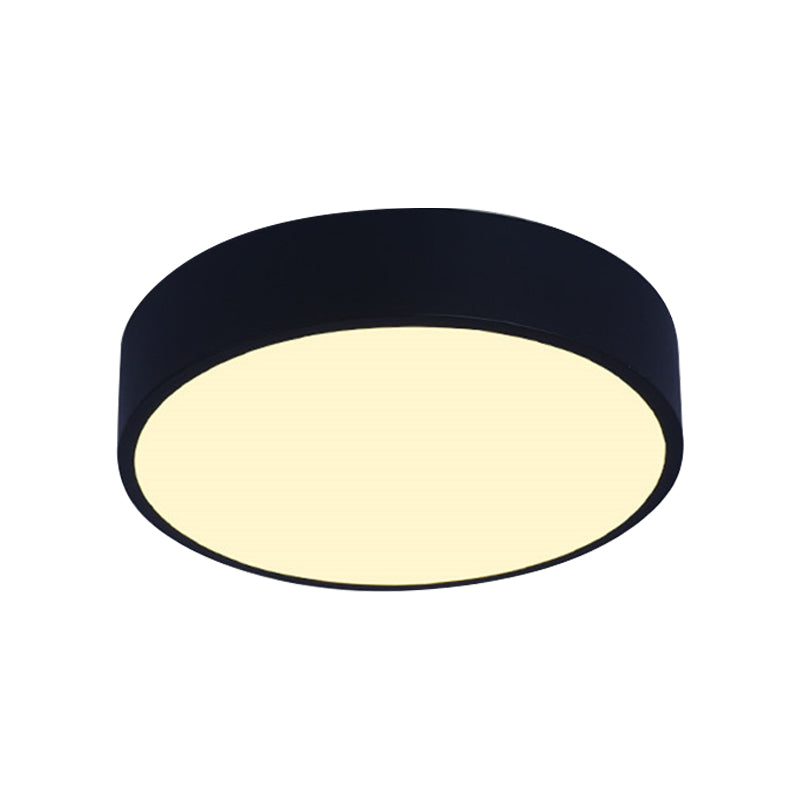 Bedroom LED Flush Mounted Lamp Simple Pink/Black/White Ceiling Light with Round Acrylic Shade, 12"/16" Dia Clearhalo 'Ceiling Lights' 'Close To Ceiling Lights' 'Close to ceiling' 'Flush mount' Lighting' 1457230