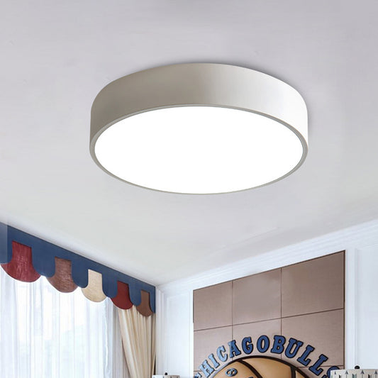 Bedroom LED Flush Mounted Lamp Simple Pink/Black/White Ceiling Light with Round Acrylic Shade, 12"/16" Dia Clearhalo 'Ceiling Lights' 'Close To Ceiling Lights' 'Close to ceiling' 'Flush mount' Lighting' 1457235