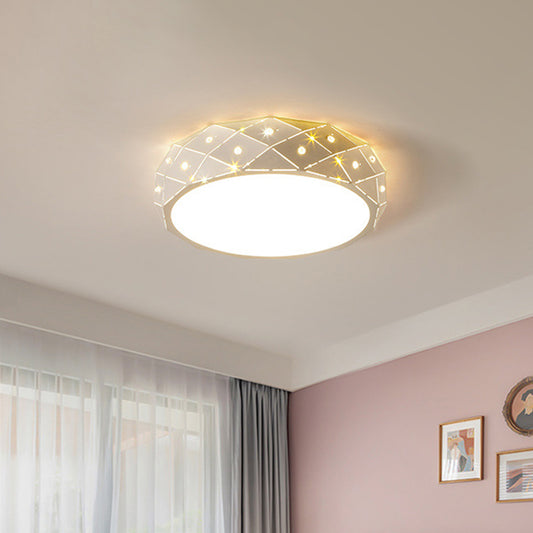 Laser Cut Rounded Acrylic Ceiling Flush Nordic White 18"/21.5" Wide Integrated LED Flush Mount Lighting Fixture for Bedroom Clearhalo 'Ceiling Lights' 'Close To Ceiling Lights' 'Close to ceiling' 'Flush mount' Lighting' 1457245