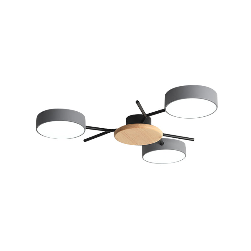 Branchlet Iron Surface Ceiling Lamp Nordic Grey-Wood LED Flush Mount Fixture for Bedroom, 25.5"/31" Width Clearhalo 'Ceiling Lights' 'Close To Ceiling Lights' 'Close to ceiling' 'Flush mount' Lighting' 1457292