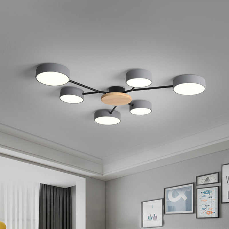 Branchlet Iron Surface Ceiling Lamp Nordic Grey-Wood LED Flush Mount Fixture for Bedroom, 25.5"/31" Width Clearhalo 'Ceiling Lights' 'Close To Ceiling Lights' 'Close to ceiling' 'Flush mount' Lighting' 1457297