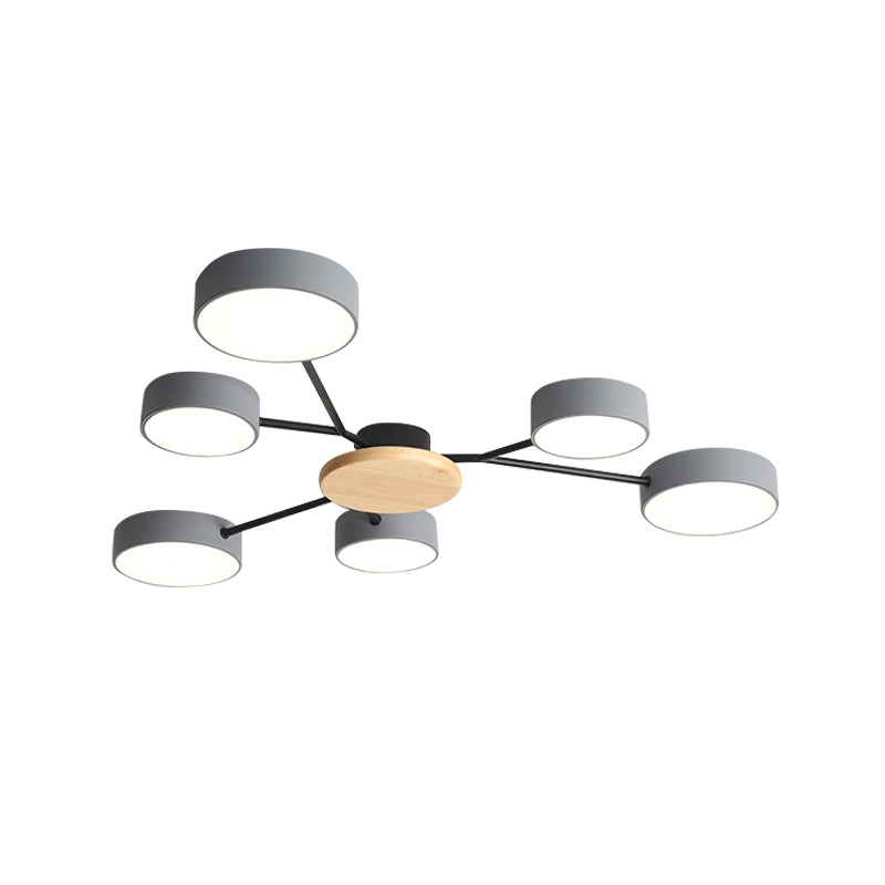 Branchlet Iron Surface Ceiling Lamp Nordic Grey-Wood LED Flush Mount Fixture for Bedroom, 25.5"/31" Width Clearhalo 'Ceiling Lights' 'Close To Ceiling Lights' 'Close to ceiling' 'Flush mount' Lighting' 1457298