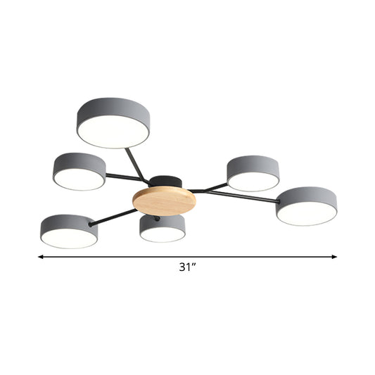 Branchlet Iron Surface Ceiling Lamp Nordic Grey-Wood LED Flush Mount Fixture for Bedroom, 25.5"/31" Width Clearhalo 'Ceiling Lights' 'Close To Ceiling Lights' 'Close to ceiling' 'Flush mount' Lighting' 1457299