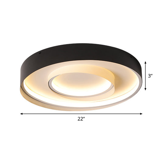 2-Circle Hotel Flush Mount Light Acrylic Minimalism 18/22 Inch Dia LED Ceiling Fixture in Warm/White Light Clearhalo 'Ceiling Lights' 'Close To Ceiling Lights' 'Close to ceiling' 'Flush mount' Lighting' 1457305