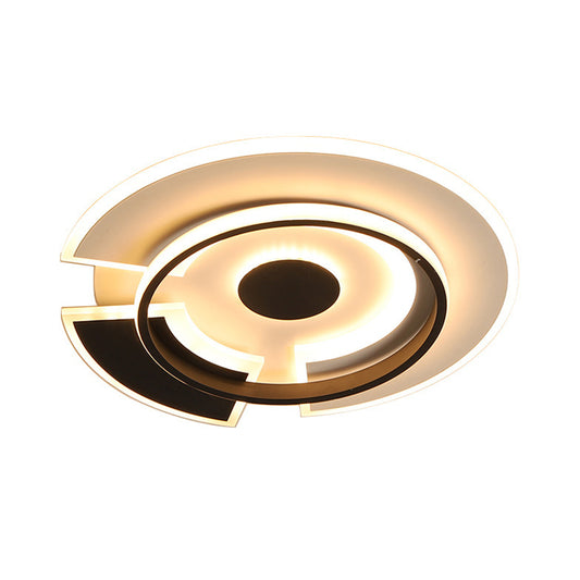 Spliced Disc Thin Ceiling Light Modern Acrylic Black and White 18"/21.5" Wide LED Flush Mount Light Fixture in Warm/White Light Clearhalo 'Ceiling Lights' 'Close To Ceiling Lights' 'Close to ceiling' 'Flush mount' Lighting' 1457314