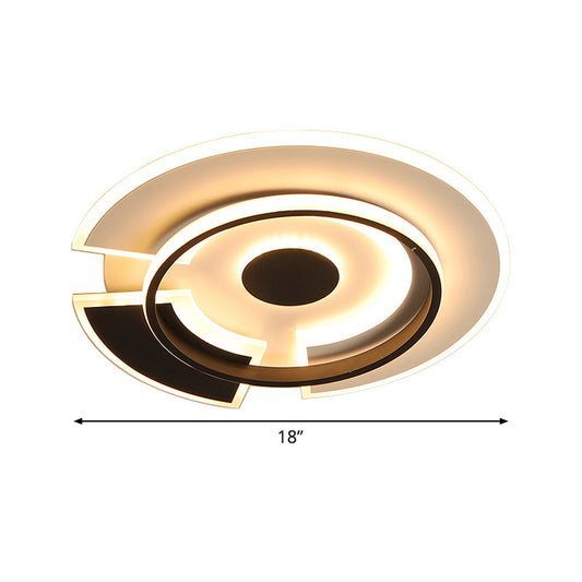 Spliced Disc Thin Ceiling Light Modern Acrylic Black and White 18"/21.5" Wide LED Flush Mount Light Fixture in Warm/White Light Clearhalo 'Ceiling Lights' 'Close To Ceiling Lights' 'Close to ceiling' 'Flush mount' Lighting' 1457316