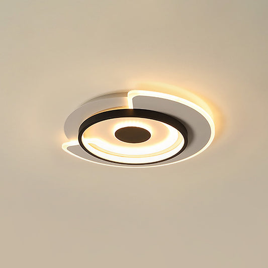 Thin Round Flush Mount Lighting Minimal Acrylic Hotel 18"/21.5" Wide LED Surface Ceiling Light in Black-White Clearhalo 'Ceiling Lights' 'Close To Ceiling Lights' 'Close to ceiling' 'Flush mount' Lighting' 1457321