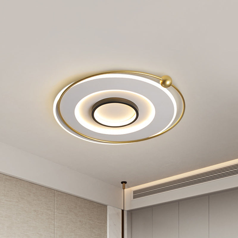 Circular Thin Acrylic Flush Light Ultra-Modern Black and Gold LED Ceiling Lamp in Warm/White Light, 16.5"/22" Width Black-Gold Clearhalo 'Ceiling Lights' 'Close To Ceiling Lights' 'Close to ceiling' 'Flush mount' Lighting' 1457359