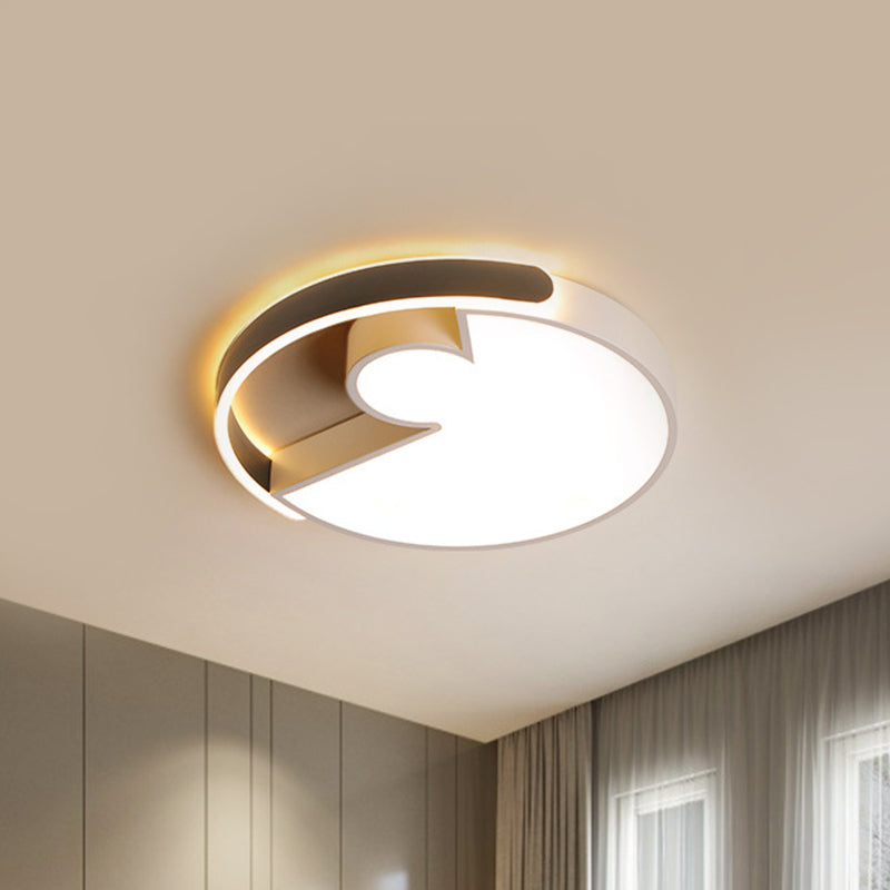 Modern Rounded Splicing Ceiling Flush Acrylic Bedroom 18"/22" Dia LED Flush Mount Lighting in Warm/White Light, Black-White Black-White Clearhalo 'Ceiling Lights' 'Close To Ceiling Lights' 'Close to ceiling' 'Flush mount' Lighting' 1457371