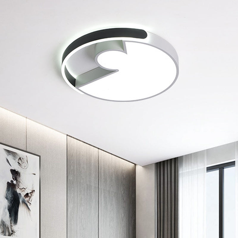 Modern Rounded Splicing Ceiling Flush Acrylic Bedroom 18"/22" Dia LED Flush Mount Lighting in Warm/White Light, Black-White Clearhalo 'Ceiling Lights' 'Close To Ceiling Lights' 'Close to ceiling' 'Flush mount' Lighting' 1457372