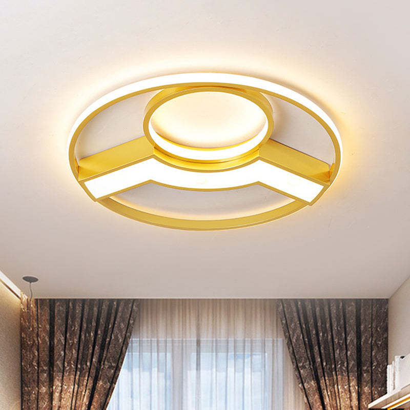 Golden Hoop LED Ceiling Light Modern Creative Acrylic Flush Mount Fixture in Warm/White Light, 16.5"/20.5" Diameter Clearhalo 'Ceiling Lights' 'Close To Ceiling Lights' 'Close to ceiling' 'Flush mount' Lighting' 1457429