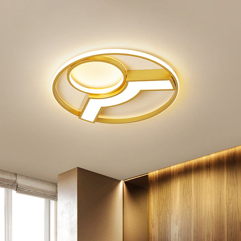 Golden Hoop LED Ceiling Light Modern Creative Acrylic Flush Mount Fixture in Warm/White Light, 16.5"/20.5" Diameter Gold Clearhalo 'Ceiling Lights' 'Close To Ceiling Lights' 'Close to ceiling' 'Flush mount' Lighting' 1457430