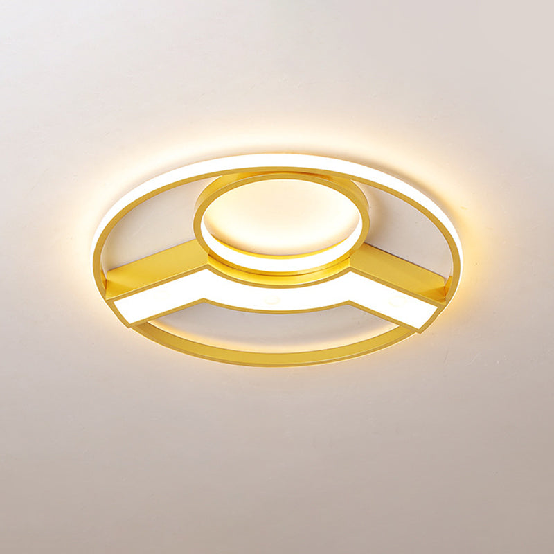 Golden Hoop LED Ceiling Light Modern Creative Acrylic Flush Mount Fixture in Warm/White Light, 16.5"/20.5" Diameter Clearhalo 'Ceiling Lights' 'Close To Ceiling Lights' 'Close to ceiling' 'Flush mount' Lighting' 1457432