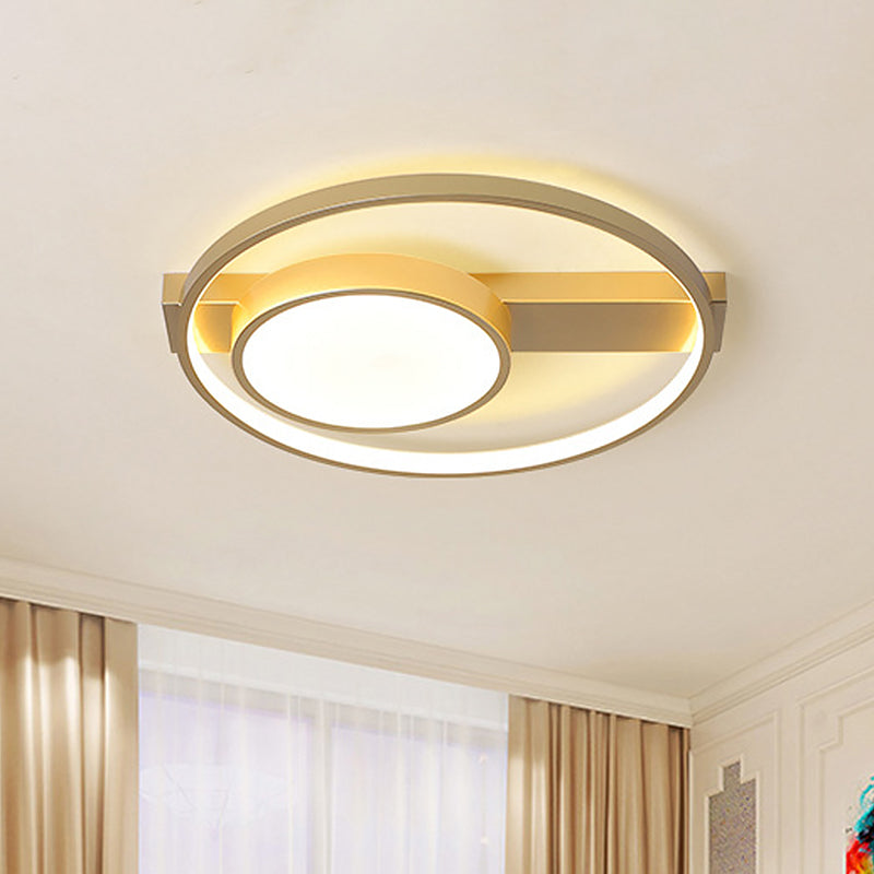 Golden Circular Flush Ceiling Light Modern Aluminum 18"/22" Wide LED Flushmount Lighting in Warm/White Light Clearhalo 'Ceiling Lights' 'Close To Ceiling Lights' 'Close to ceiling' 'Flush mount' Lighting' 1457441