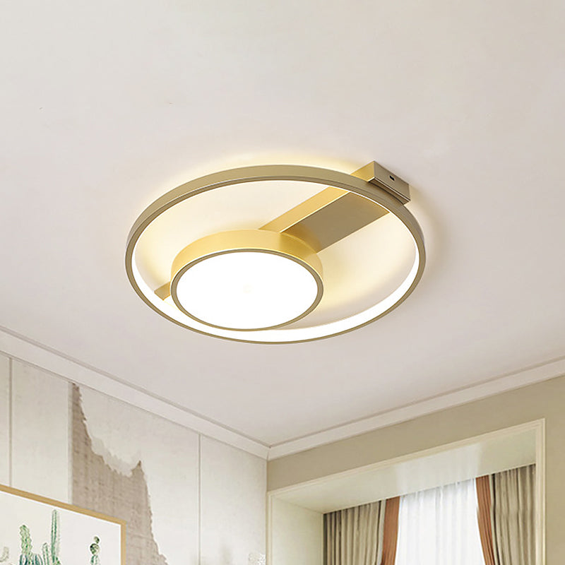 Golden Circular Flush Ceiling Light Modern Aluminum 18"/22" Wide LED Flushmount Lighting in Warm/White Light Gold Clearhalo 'Ceiling Lights' 'Close To Ceiling Lights' 'Close to ceiling' 'Flush mount' Lighting' 1457442