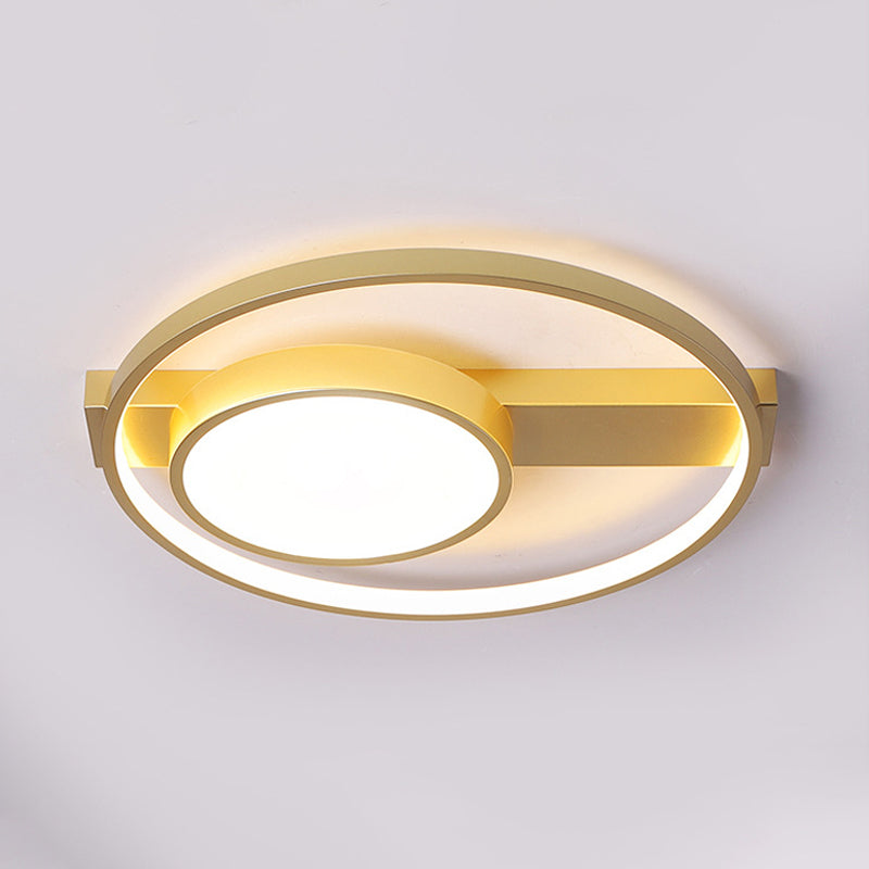 Golden Circular Flush Ceiling Light Modern Aluminum 18"/22" Wide LED Flushmount Lighting in Warm/White Light Clearhalo 'Ceiling Lights' 'Close To Ceiling Lights' 'Close to ceiling' 'Flush mount' Lighting' 1457444