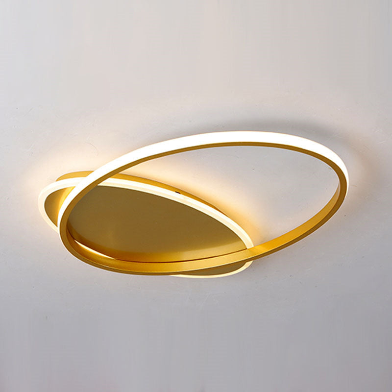 Acrylic Ellipse Ceiling Lamp Simple Gold Finish LED Flush Mount Lamp in Warm/White Light for Bedroom, 19"/23" Width Clearhalo 'Ceiling Lights' 'Close To Ceiling Lights' 'Close to ceiling' 'Flush mount' Lighting' 1457450