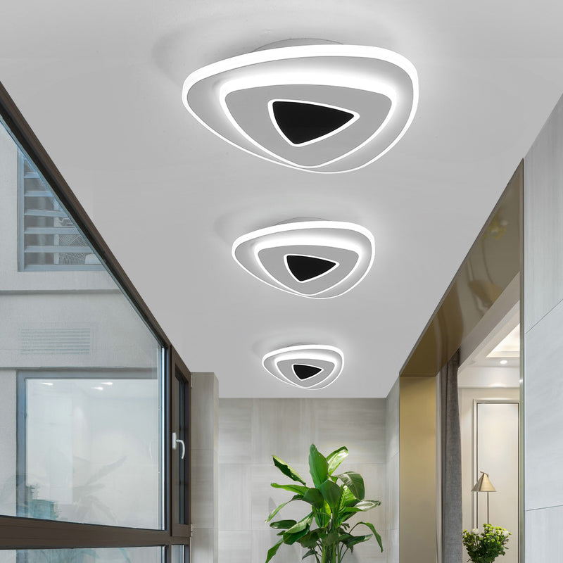 Nordic LED Ceiling Flush Acrylic Black and White Stacked Triangle Flush Mount Recessed Lighting in Warm/White Light Black-White Clearhalo 'Ceiling Lights' 'Close To Ceiling Lights' 'Close to ceiling' 'Flush mount' Lighting' 1457477