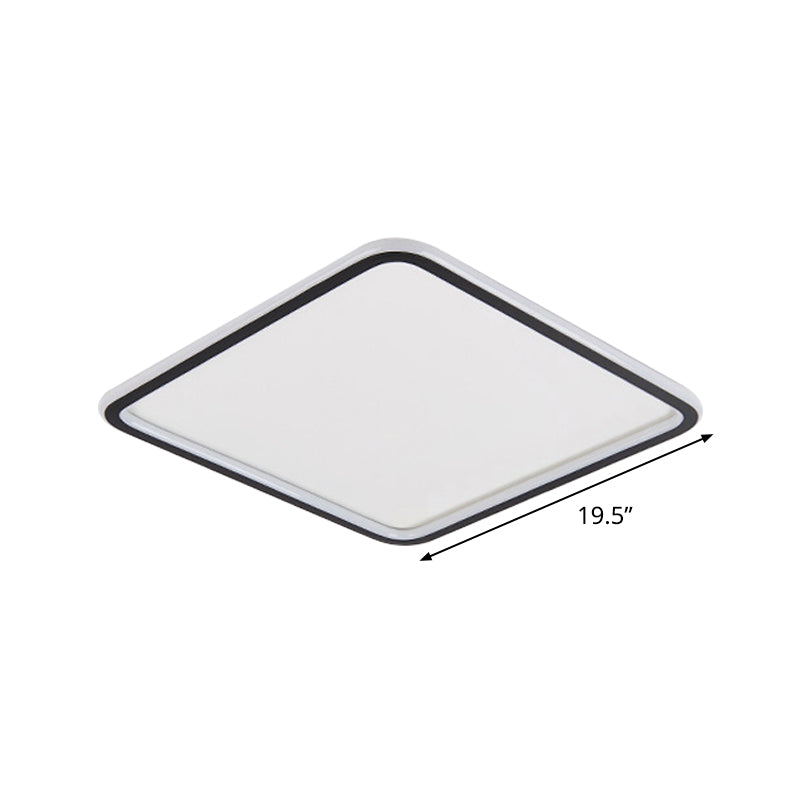 Extra Thin Squared Flush Mount Lamp Minimalist Aluminum Bedroom LED Ceiling Lighting in Black, 16/19.5/23.5 Inch Wide Clearhalo 'Ceiling Lights' 'Close To Ceiling Lights' 'Close to ceiling' 'Flush mount' Lighting' 1457497