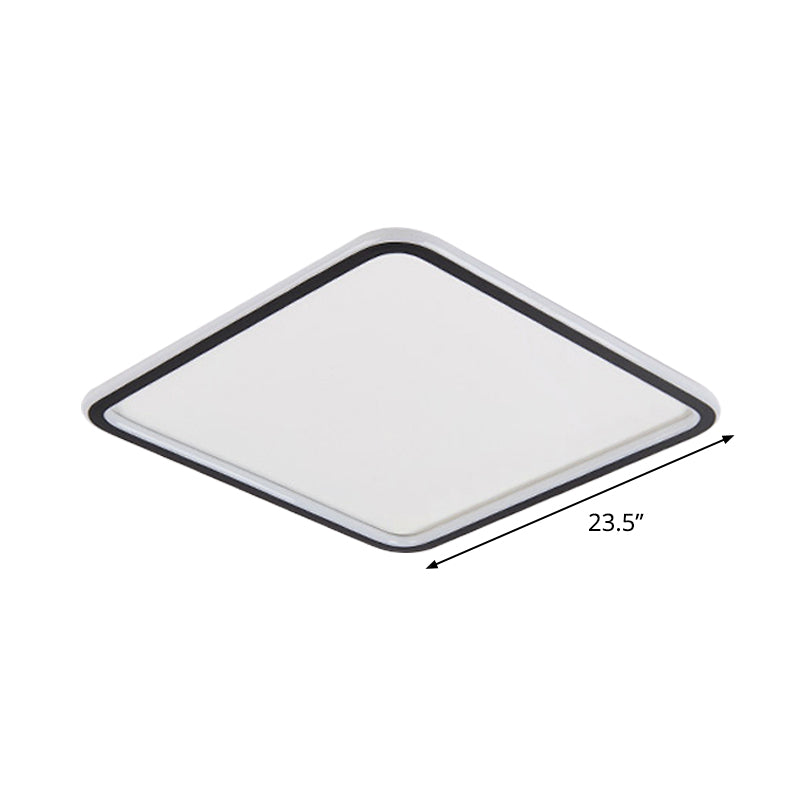 Extra Thin Squared Flush Mount Lamp Minimalist Aluminum Bedroom LED Ceiling Lighting in Black, 16/19.5/23.5 Inch Wide Clearhalo 'Ceiling Lights' 'Close To Ceiling Lights' 'Close to ceiling' 'Flush mount' Lighting' 1457498