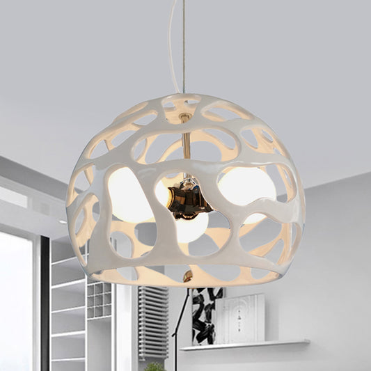 Resin Cutout Dome Hanging Pendant Modern 3 Lights White/Red Ceiling Chandelier over Kitchen Dinette White Clearhalo 'Ceiling Lights' 'Chandeliers' 'Modern Chandeliers' 'Modern' Lighting' 1457521