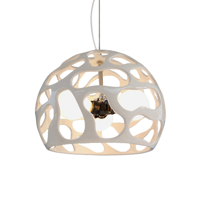 Resin Cutout Dome Hanging Pendant Modern 3 Lights White/Red Ceiling Chandelier over Kitchen Dinette Clearhalo 'Ceiling Lights' 'Chandeliers' 'Modern Chandeliers' 'Modern' Lighting' 1457524