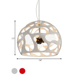 Resin Cutout Dome Hanging Pendant Modern 3 Lights White/Red Ceiling Chandelier over Kitchen Dinette Clearhalo 'Ceiling Lights' 'Chandeliers' 'Modern Chandeliers' 'Modern' Lighting' 1457525