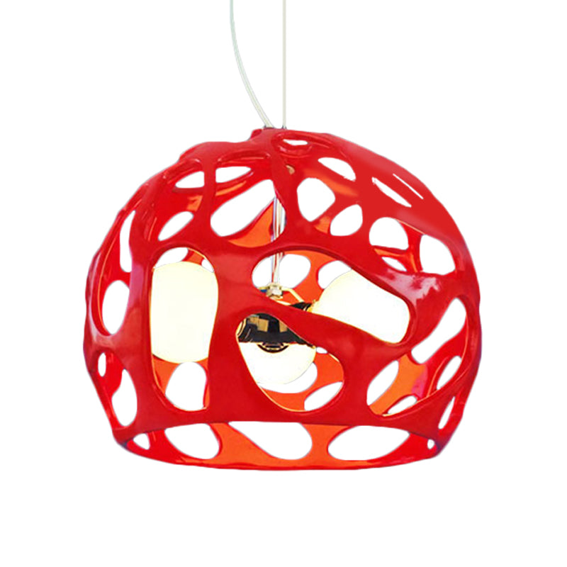 Resin Cutout Dome Hanging Pendant Modern 3 Lights White/Red Ceiling Chandelier over Kitchen Dinette Clearhalo 'Ceiling Lights' 'Chandeliers' 'Modern Chandeliers' 'Modern' Lighting' 1457529