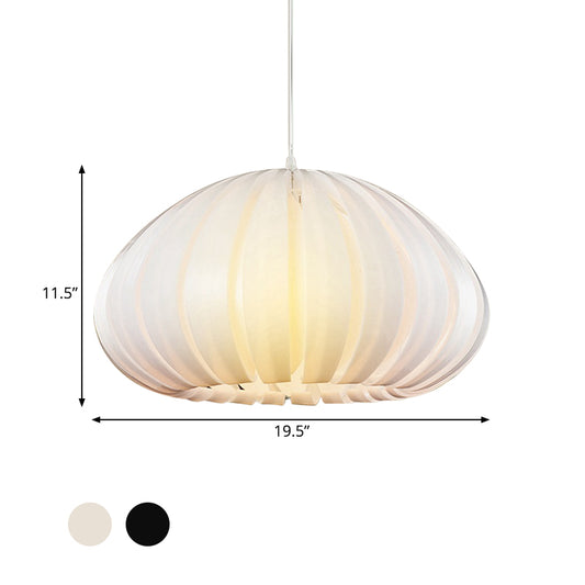Simple Squash Suspension Light Acrylic Single Dining Table Ceiling Pendant in White/Black with Blade Design Clearhalo 'Ceiling Lights' 'Modern Pendants' 'Modern' 'Pendant Lights' 'Pendants' Lighting' 1457534