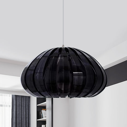 Simple Squash Suspension Light Acrylic Single Dining Table Ceiling Pendant in White/Black with Blade Design Black Clearhalo 'Ceiling Lights' 'Modern Pendants' 'Modern' 'Pendant Lights' 'Pendants' Lighting' 1457535