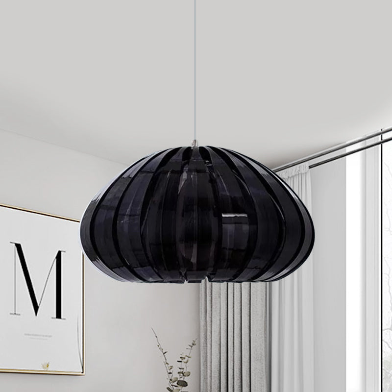 Simple Squash Suspension Light Acrylic Single Dining Table Ceiling Pendant in White/Black with Blade Design Clearhalo 'Ceiling Lights' 'Modern Pendants' 'Modern' 'Pendant Lights' 'Pendants' Lighting' 1457536