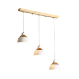 Bowled Splicing Multi-Pendant Nordic Iron 3 Heads White and Wood Suspension Light over Table Clearhalo 'Ceiling Lights' 'Modern Pendants' 'Modern' 'Pendant Lights' 'Pendants' Lighting' 1457567