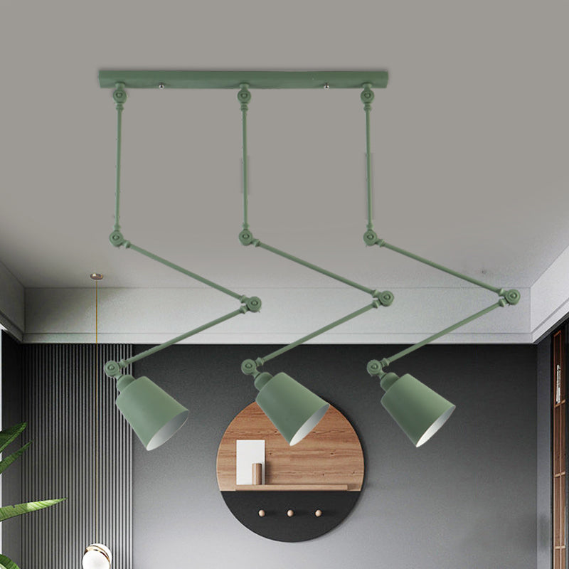 Green/Black Bell Cluster Pendant Light Nordic 3 Heads Metal Hanging Lamp Kit with Adjustable Arm Green Clearhalo 'Ceiling Lights' 'Modern Pendants' 'Modern' 'Pendant Lights' 'Pendants' Lighting' 1457569