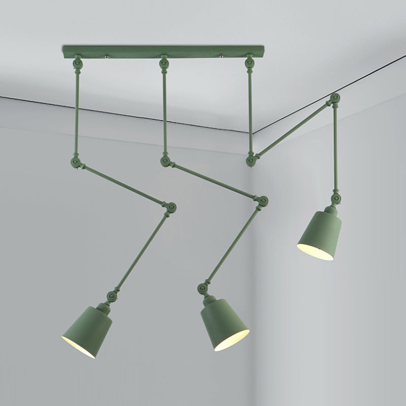 Green/Black Bell Cluster Pendant Light Nordic 3 Heads Metal Hanging Lamp Kit with Adjustable Arm Clearhalo 'Ceiling Lights' 'Modern Pendants' 'Modern' 'Pendant Lights' 'Pendants' Lighting' 1457572