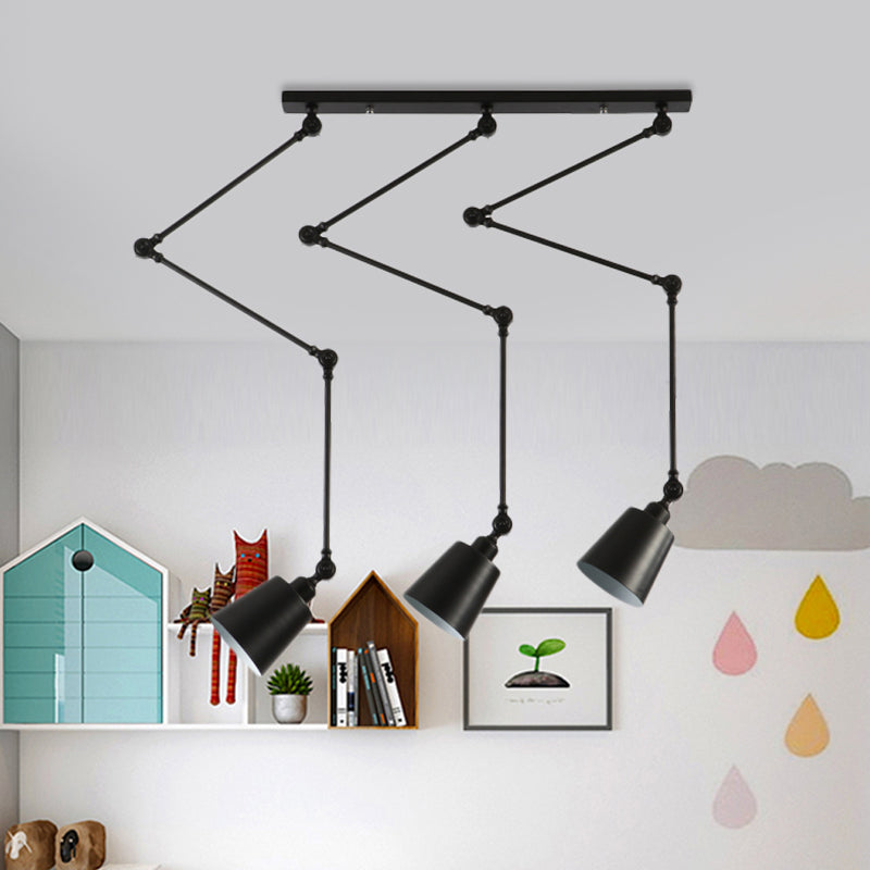 Green/Black Bell Cluster Pendant Light Nordic 3 Heads Metal Hanging Lamp Kit with Adjustable Arm Clearhalo 'Ceiling Lights' 'Modern Pendants' 'Modern' 'Pendant Lights' 'Pendants' Lighting' 1457575