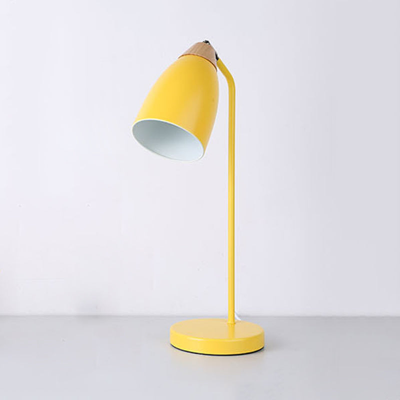 Macaron Pivoting Domed Table Lamp Metal Single Bedroom Night Light in Yellow/Black/White and Wood Clearhalo 'Lamps' 'Table Lamps' Lighting' 1457663
