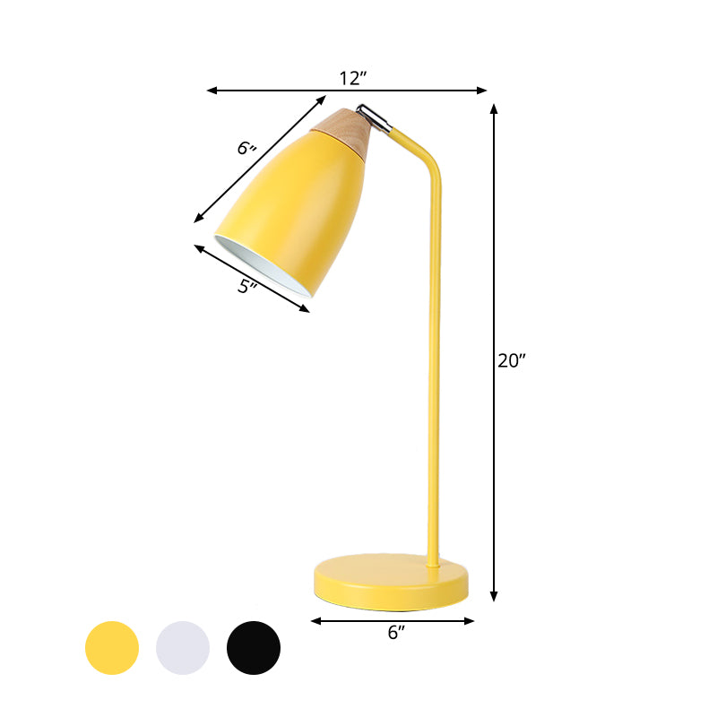 Macaron Pivoting Domed Table Lamp Metal Single Bedroom Night Light in Yellow/Black/White and Wood Clearhalo 'Lamps' 'Table Lamps' Lighting' 1457664