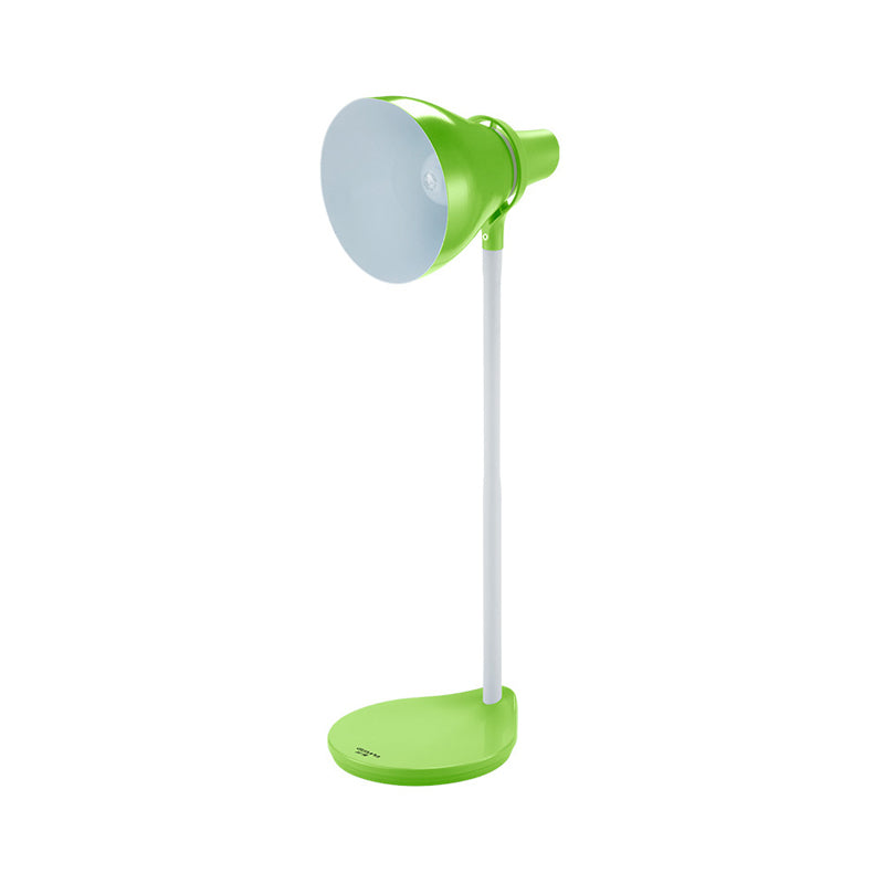 Horn Shade Bendable Reading Lamp Macaron Iron 1 Head Pink/Green Desk Light with Embedded On Off Switch Clearhalo 'Lamps' 'Table Lamps' Lighting' 1457686