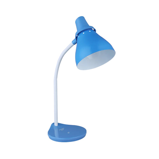 Horn Iron Bendable Reading Light Macaron 1 Light Blue Desk Lamp with Touch Dimmer Switch Blue Clearhalo 'Lamps' 'Table Lamps' Lighting' 1457690