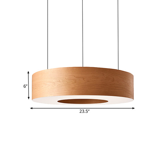 Brown Hollowed Round LED Pendant Light Simple Wooden Hanging Ceiling Light for Restaurant Clearhalo 'Ceiling Lights' 'Modern Pendants' 'Modern' 'Pendant Lights' 'Pendants' Lighting' 1457789