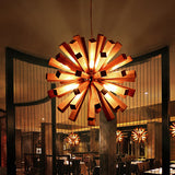 Starburst Ceiling Pendant Asian Creative Wood 1 Bulb Restaurant Hanging Light Fixture Clearhalo 'Ceiling Lights' 'Pendant Lights' 'Pendants' Lighting' 1457826