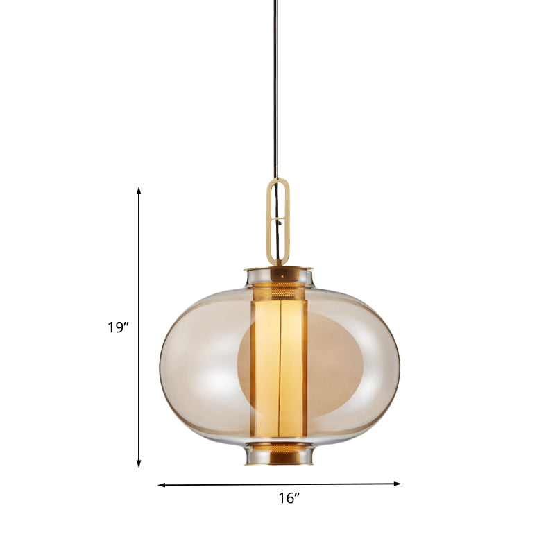 12.5"/19" H Gold Single Pendulum Light Retro Amber Glass Sphere/Ellipse/Oblong Suspension Lamp with Tube Frame Insert Clearhalo 'Ceiling Lights' 'Glass shade' 'Glass' 'Industrial Pendants' 'Industrial' 'Middle Century Pendants' 'Pendant Lights' 'Pendants' 'Tiffany' Lighting' 1457914