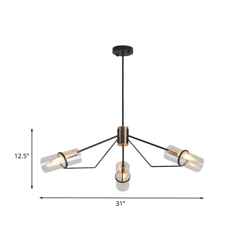 Sputnik Clear/Smoke Glass Chandelier Industrial 3/6 Heads Bedroom Hanging Light Fixture in Black Clearhalo 'Ceiling Lights' 'Chandeliers' 'Clear' 'Close To Ceiling Lights' 'Glass shade' 'Glass' 'Industrial Chandeliers' 'Industrial' 'Middle Century Chandeliers' 'Modern' 'Tiffany' 'Traditional Chandeliers' Lighting' 1457948