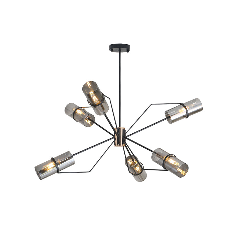 Sputnik Clear/Smoke Glass Chandelier Industrial 3/6 Heads Bedroom Hanging Light Fixture in Black Clearhalo 'Ceiling Lights' 'Chandeliers' 'Clear' 'Close To Ceiling Lights' 'Glass shade' 'Glass' 'Industrial Chandeliers' 'Industrial' 'Middle Century Chandeliers' 'Modern' 'Tiffany' 'Traditional Chandeliers' Lighting' 1457953