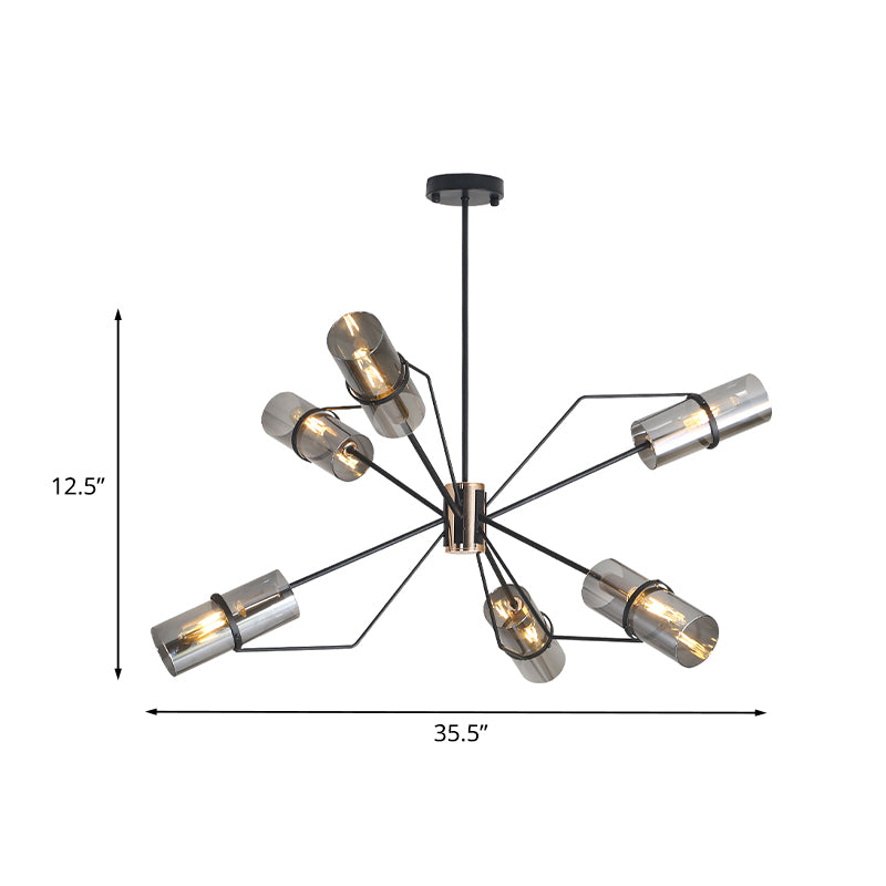 Sputnik Clear/Smoke Glass Chandelier Industrial 3/6 Heads Bedroom Hanging Light Fixture in Black Clearhalo 'Ceiling Lights' 'Chandeliers' 'Clear' 'Close To Ceiling Lights' 'Glass shade' 'Glass' 'Industrial Chandeliers' 'Industrial' 'Middle Century Chandeliers' 'Modern' 'Tiffany' 'Traditional Chandeliers' Lighting' 1457954